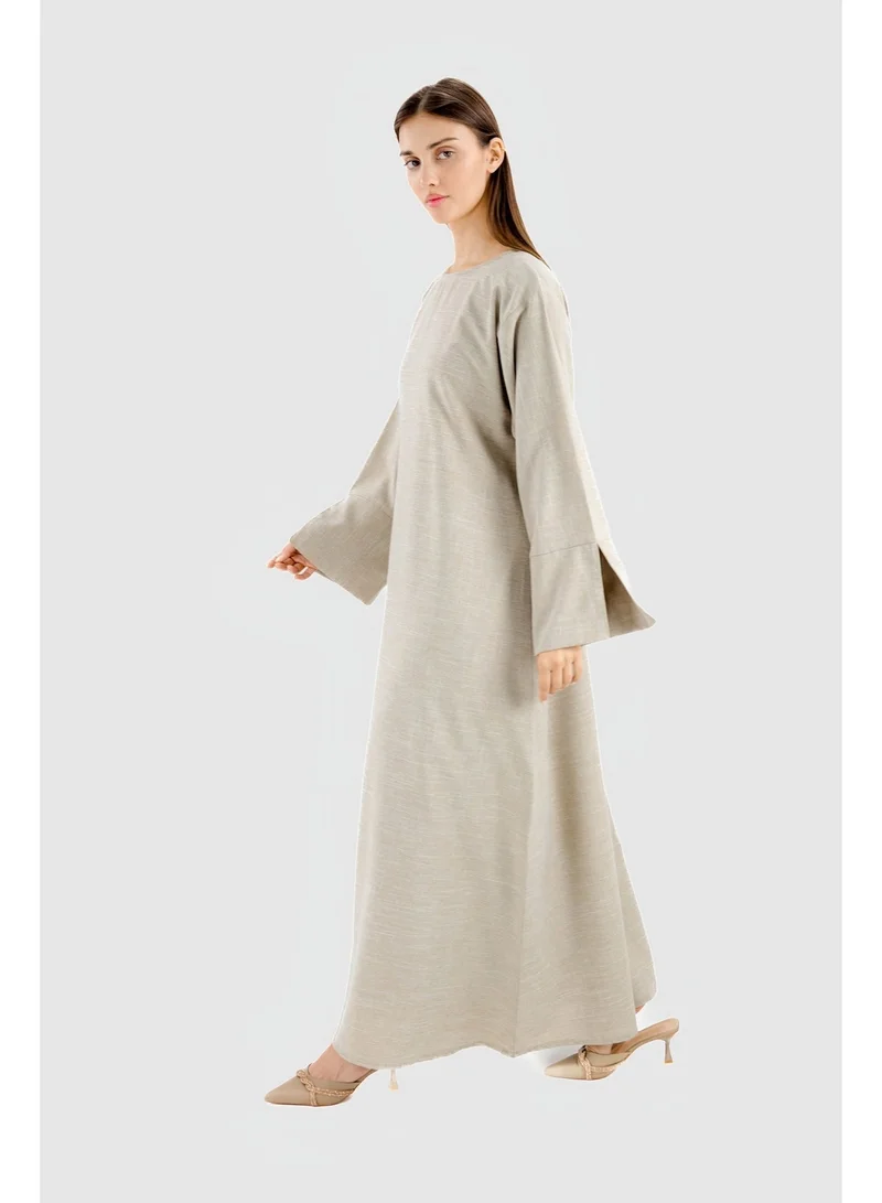 اوفيليا عباية نسائية من الكتان بجيوب - صناعة يدوية من الإمارات العربية المتحدة | تصميم أوفيليا الأصلي | ملابس محتشمة